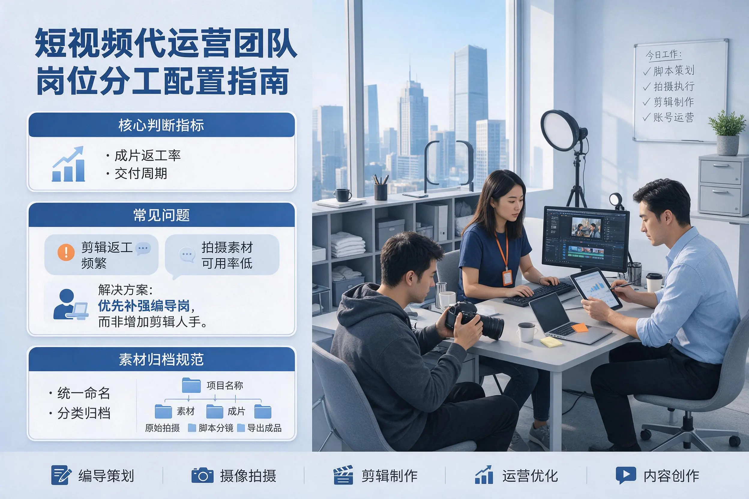 短视频代运营团队如何配置?渭南企业岗位分工科普说明