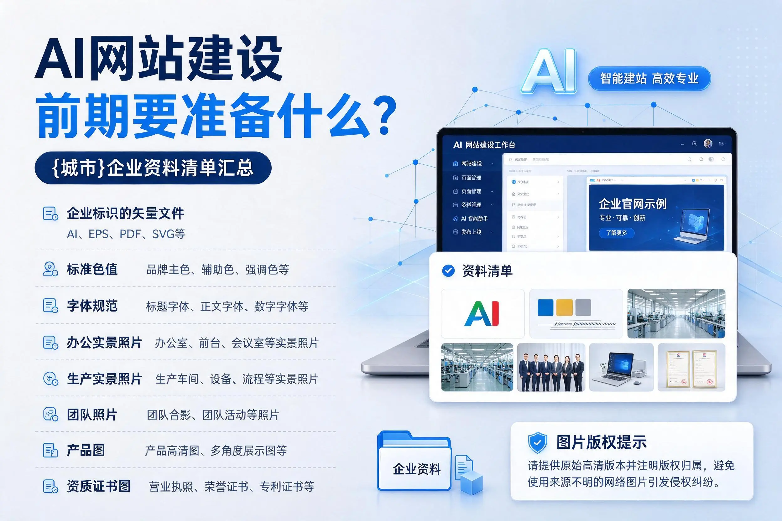 AI网站建设前期要准备什么?渭南企业资料清单汇总